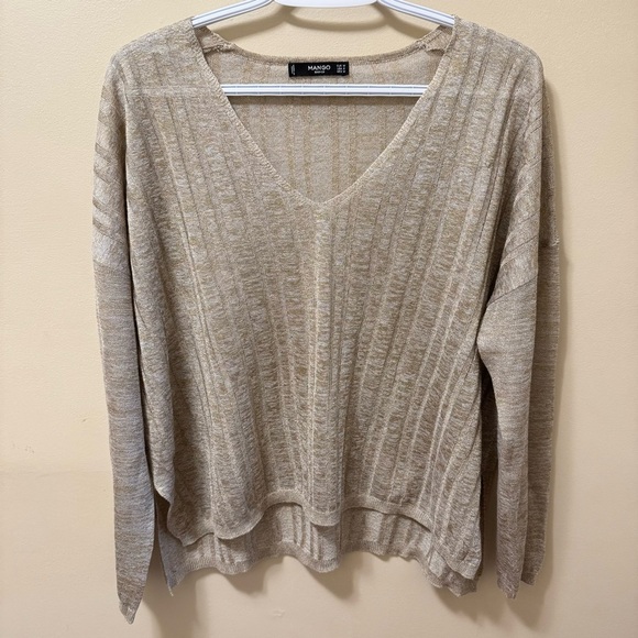 Mango V-Neck Beige Sweater - Picture 1 of 5